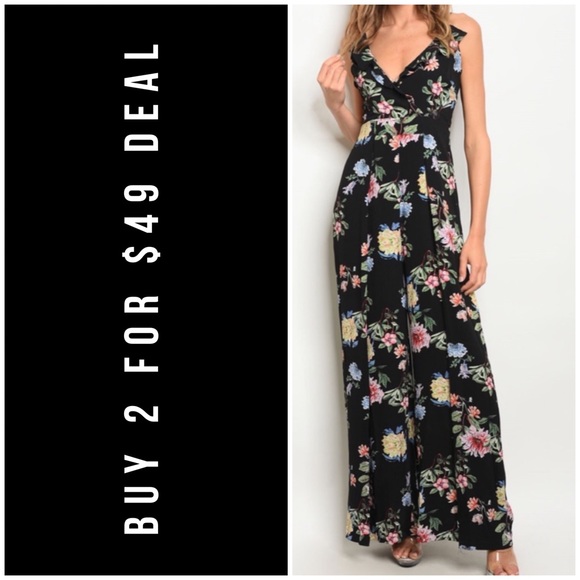 January Summer Pants - ☀️BLACK FLORAL JUMPSUIT